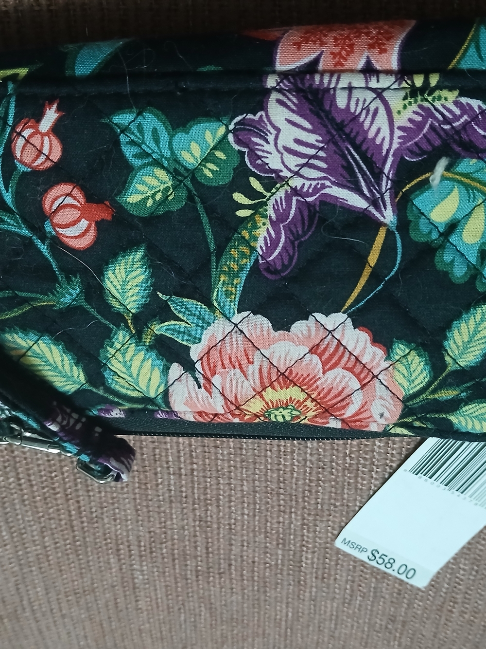 Vera Bradley Black Quilted Floral Wallet with Teal and Coral Accents - Picture 3 of 4